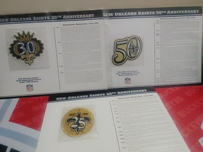 THREE Pc NEW Orleans SAINTS Football Patch Collection 25+30+50 ANNIVERSARY Worn