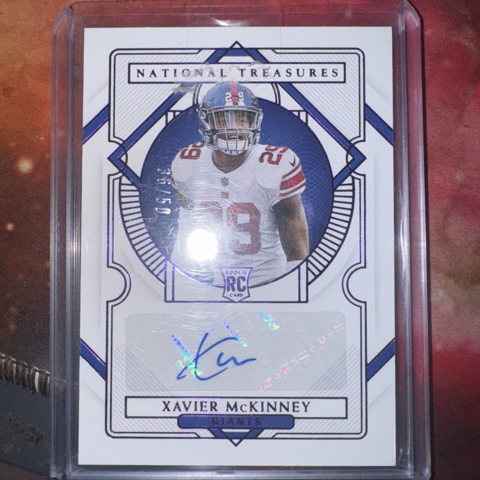 Xavier McKinney Panini National Treasures #144 Signatures-Purple