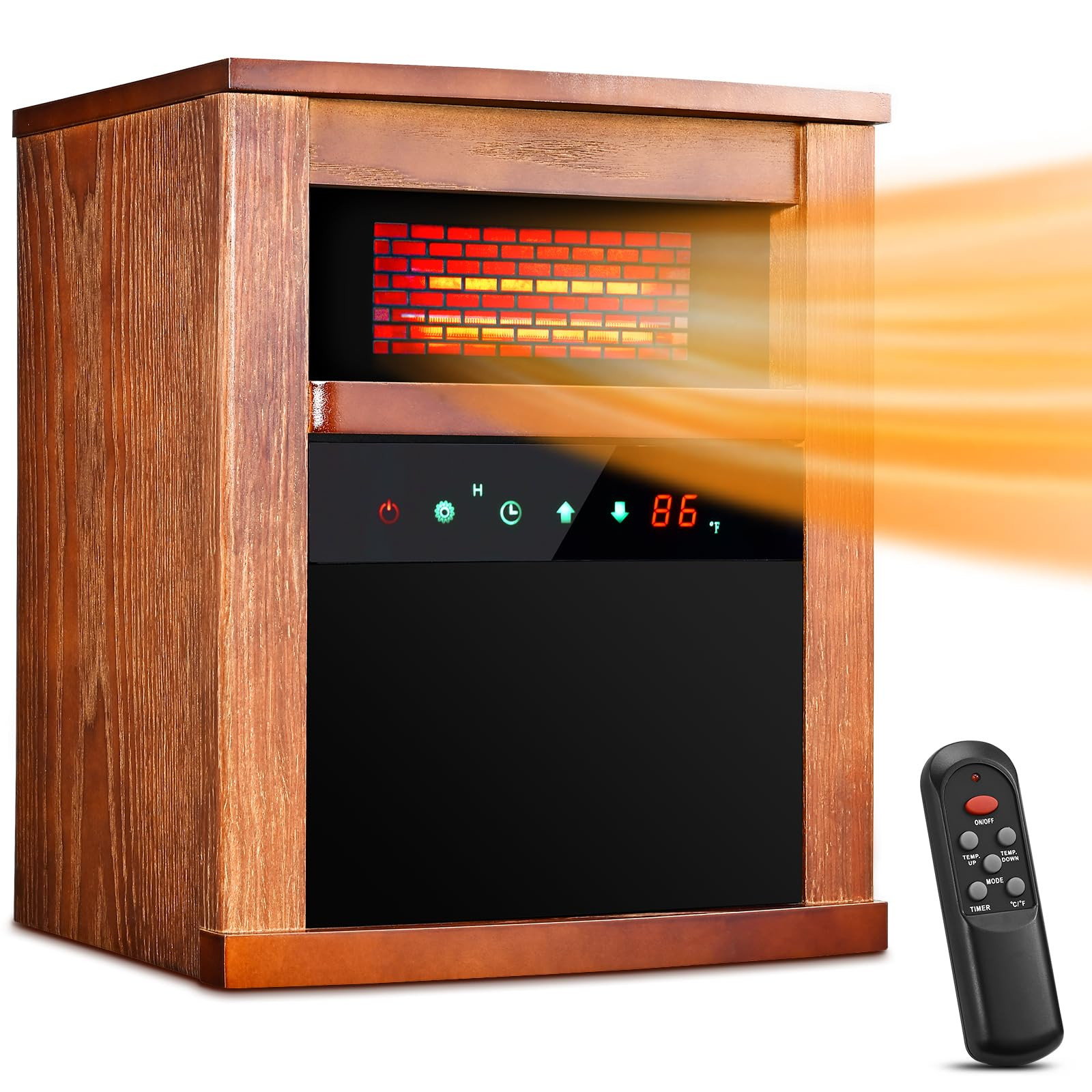 1500W Infrared Electric Space Heater with Remote Control and 3 Modes for Indoor Use