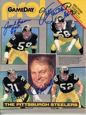 Chuck Noll Lambert Jack Ham Shell Signed Pittsburgh Steelers Magazine JSA 55078