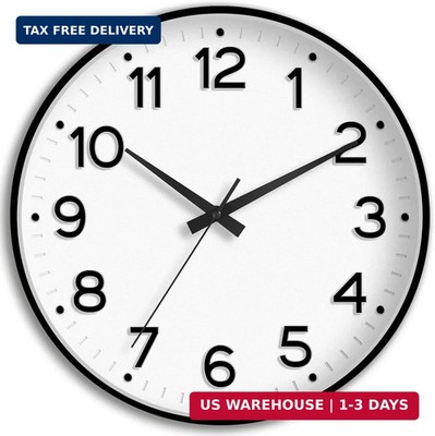 Silent Wall Clock 10 Inch Battery Operated Modern Non Ticking Decorative Kitchen