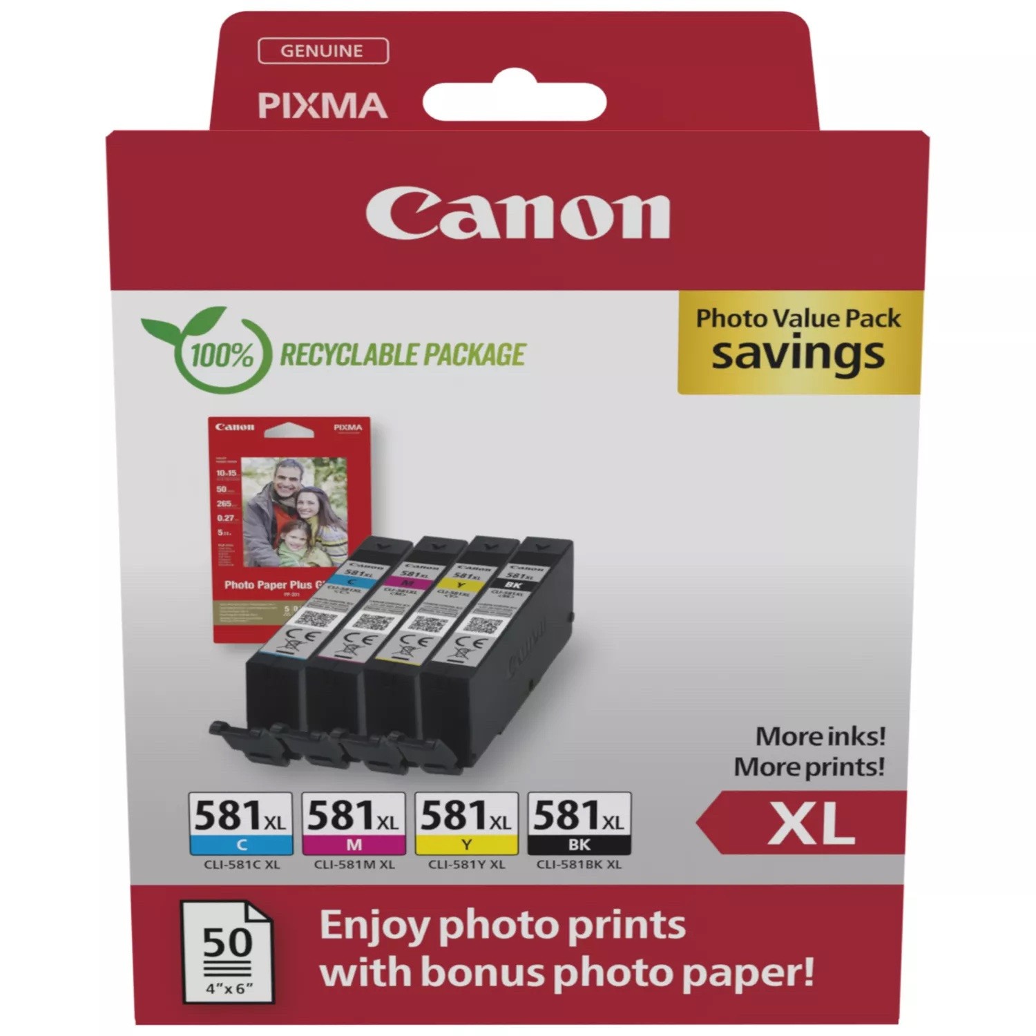 Canon CLI-581XL High Yield Genuine Ink Cartridges, Pack of 4 (Black, Cyan, Magen - Image 42