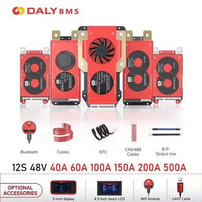 Daly Smart BMS Li-ion　12S 48V 40A-500A Common Port w/Balance Bluetooth BMS lot