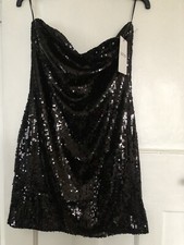 LUC-CE Black Strapless Sequin Party Dress, Size L, BNWT