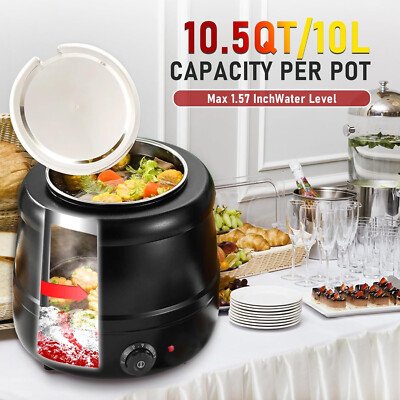 10L Stainless Steel Pot Electric Commercial Soup Kettle Jug Mulled Wine Warmer