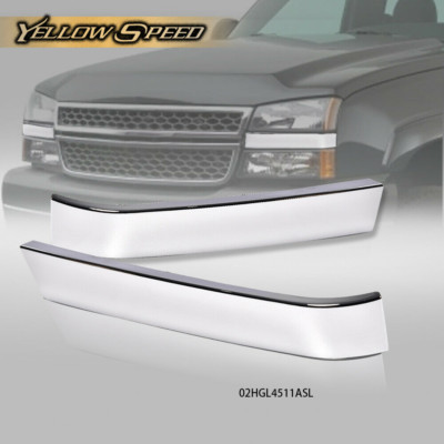 Pair Of Front Grille Molding Trim Panels For 2005-2007 Chevy Silverado Classic - Black Plastic