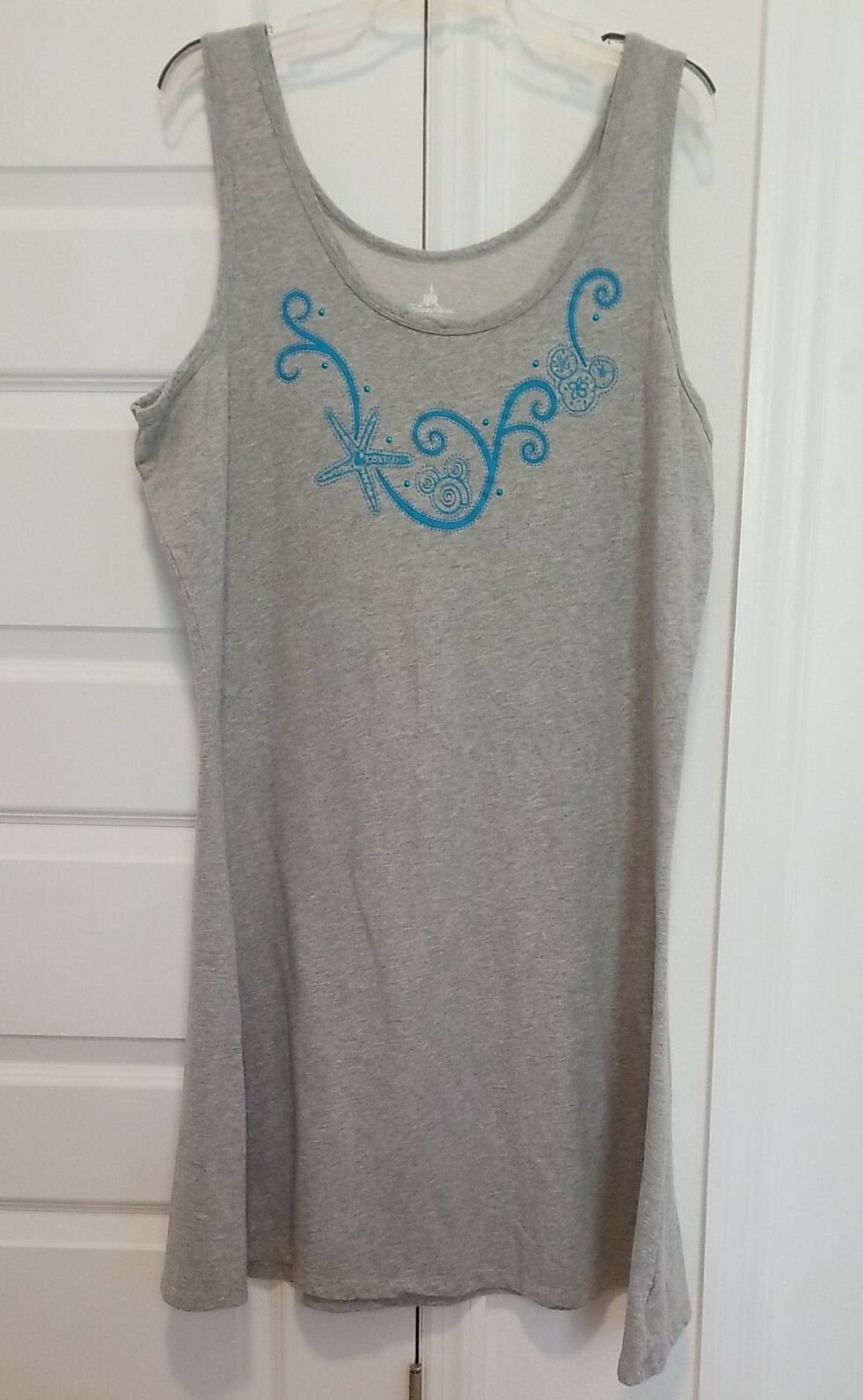 Disney Parks Summer Dress Grey with Teal Shells Mickey Head XXL