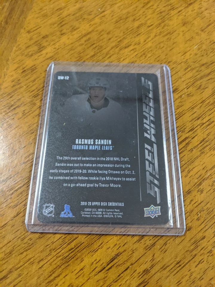 2019-20 UD CREDENTIALS RASMUS SANDIN STEEL WHEELS #SW-12 - Image 2 of 2