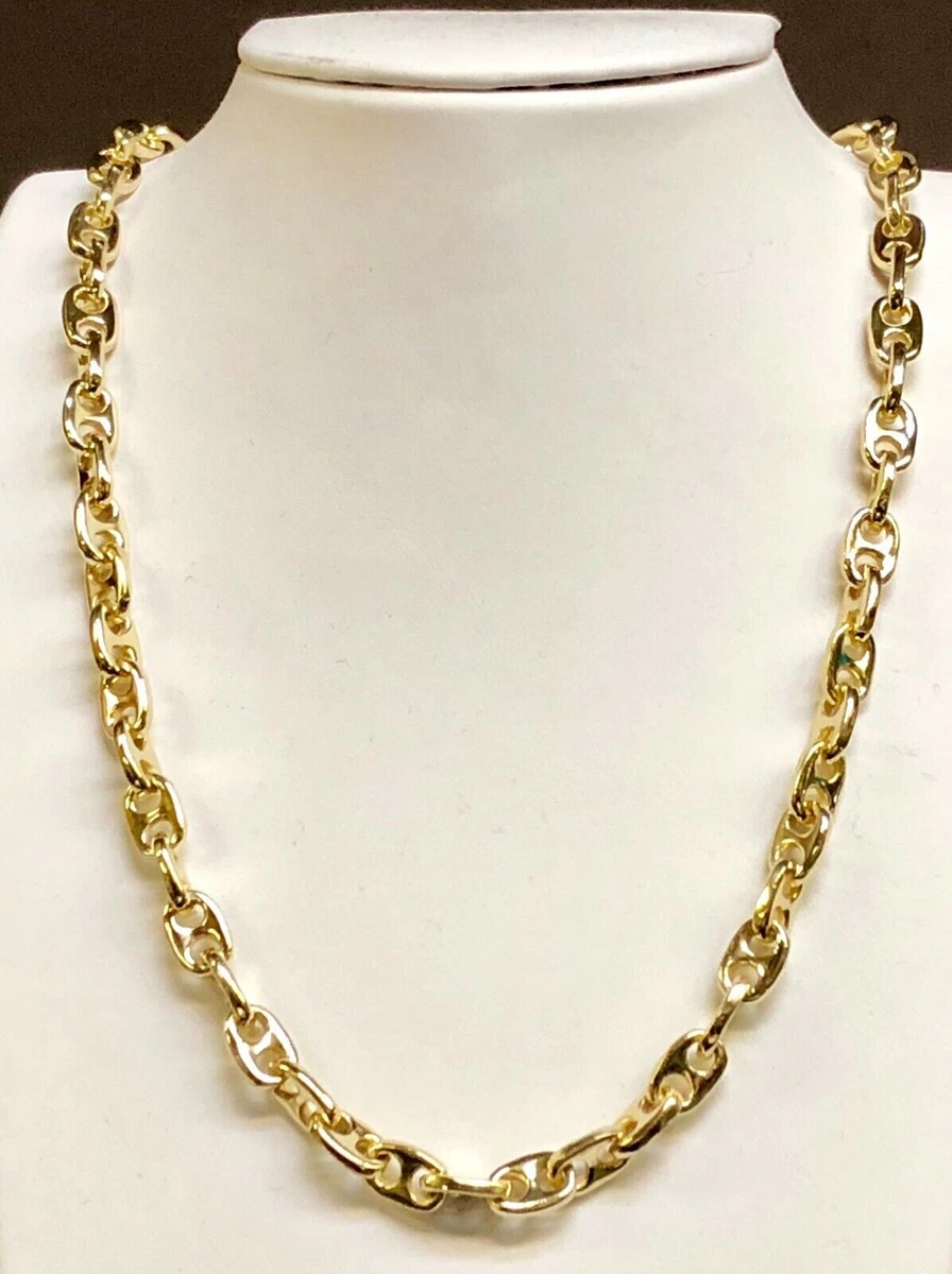 Solid gold anchor chain necklace deals