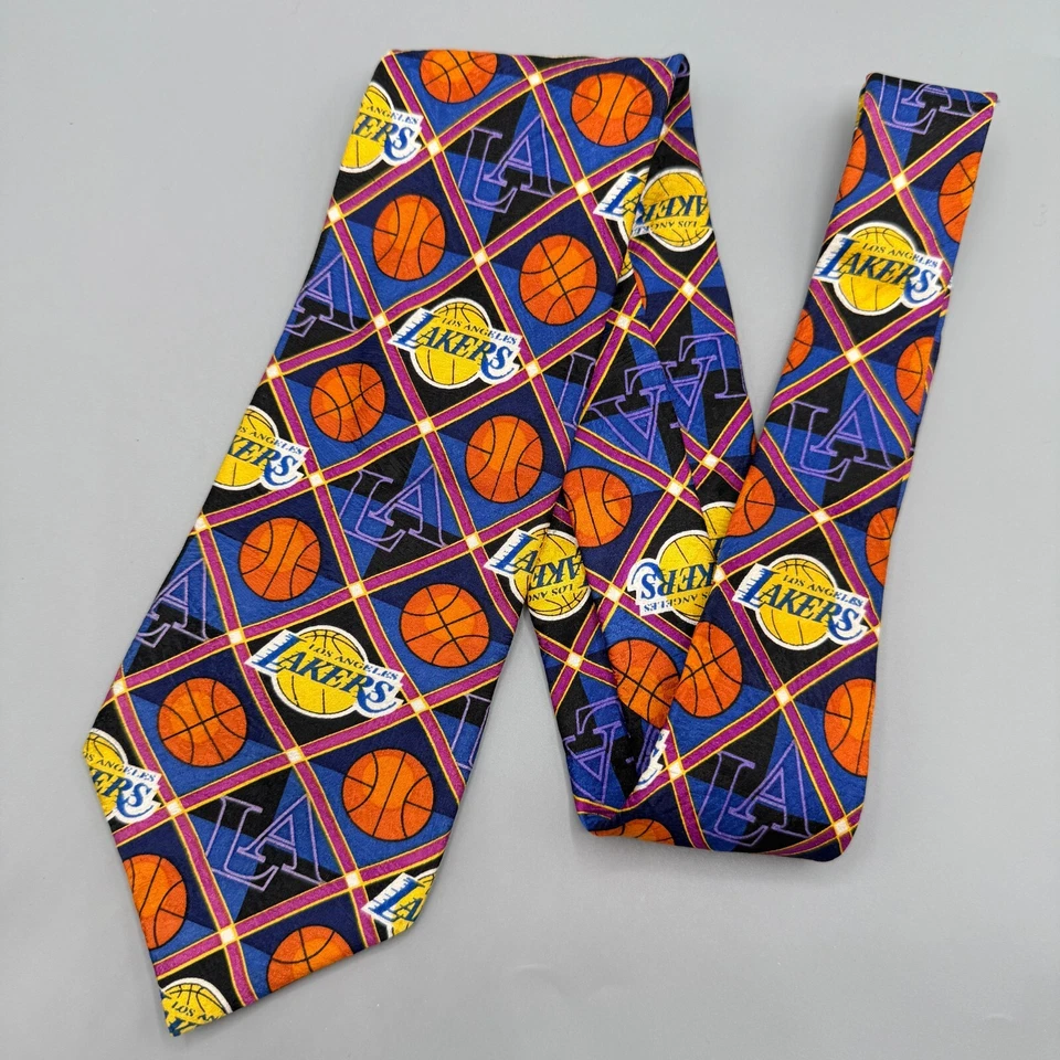 Corbata de baloncesto Los Angeles Lakers Why Not deportiva seda geométrica NBA Estados Unidos Foto 3 de 4