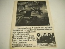 HUMMINGBIRD 1976 Promo Display Ad MAX MIDDLETON Bobby Tench BERNARD PURDIE other