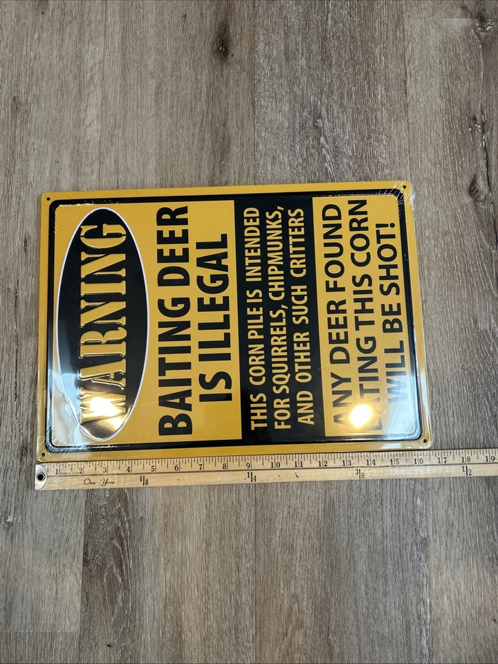 Letrero de hojalata Rivers Edge Products, 17" x 12" resistente a la intemperie arte de pared advertencia cebo Foto 3 de 3