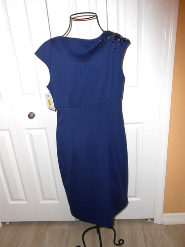 NWT~$169.00~CALVIN KLEIN~INDIGO BLUE~SEQUENCE SHOULDER~SLEEVELESS~Dress Size 8 - Picture 9 of 12