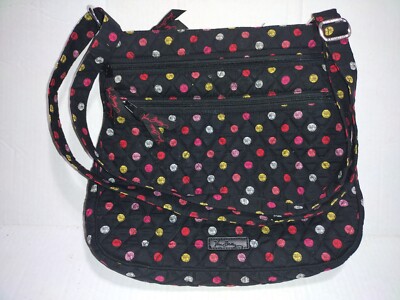 Vera Bradley Iconic Triple Zip Crossbody Purse Havana Dots 11 x 12 inches