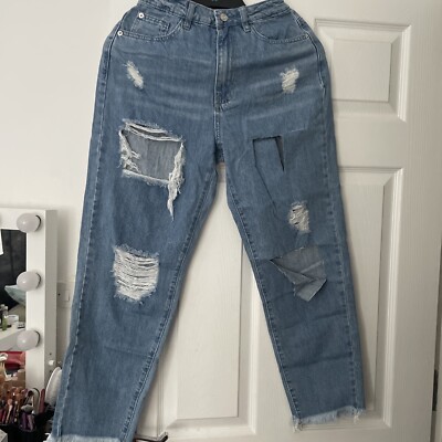 Brand new Missguided high waisted mom ripped blue