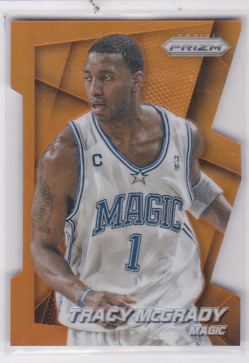 2014-15 Panini Prizm 190 Tracy McGrady Orange Die Cut Prizm 64/139 Orlando Magic