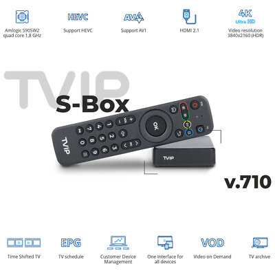 TVIP S-Box v.710 IPTV 4K HEVC HD Multimedia Streamer