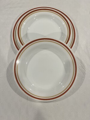 Corelle Cinnamon Chestnut Flat Rimmed  2Pasta/Salad Bowls 1 Lunch Plate 