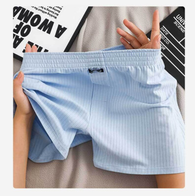 Herren Loose Schlafshorts aus Baumwolle Gestreifte Freizeitshorts Boxershorts