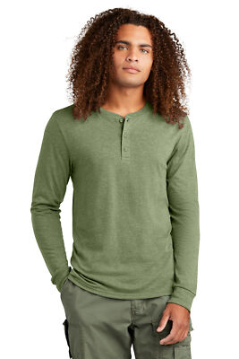 District DT145 Mens Long Sleeve Perfect Tri Henley T-Shirt