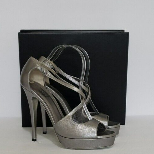 SAINT LAURENT Nuovissimi sandali YSL cinturino a croce tacchi alti taglia 40 1 2