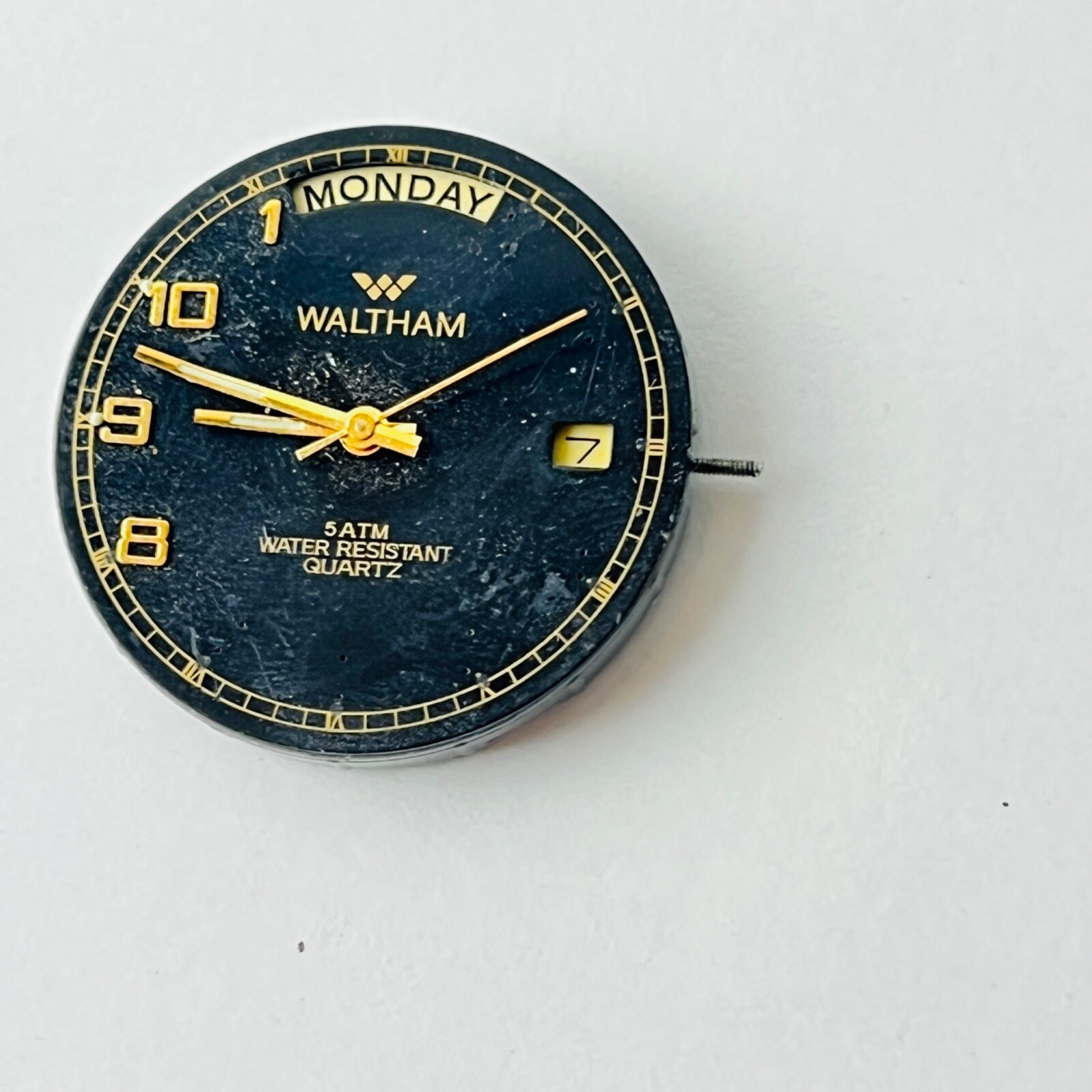 Vintage Waltham Day Date Watch Movement Case For Parts or Repair