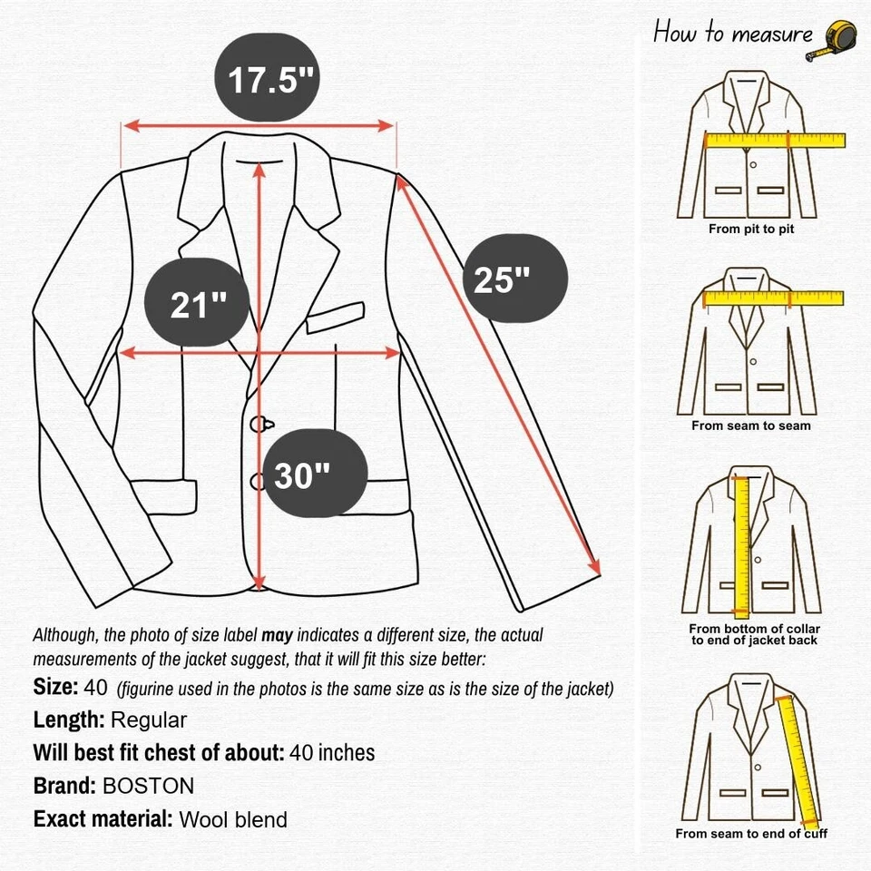 Mens Birdseye Blazer 40R UK Size BOSTON Grey Wool Sport Coat Jacket - Image 2 of 4