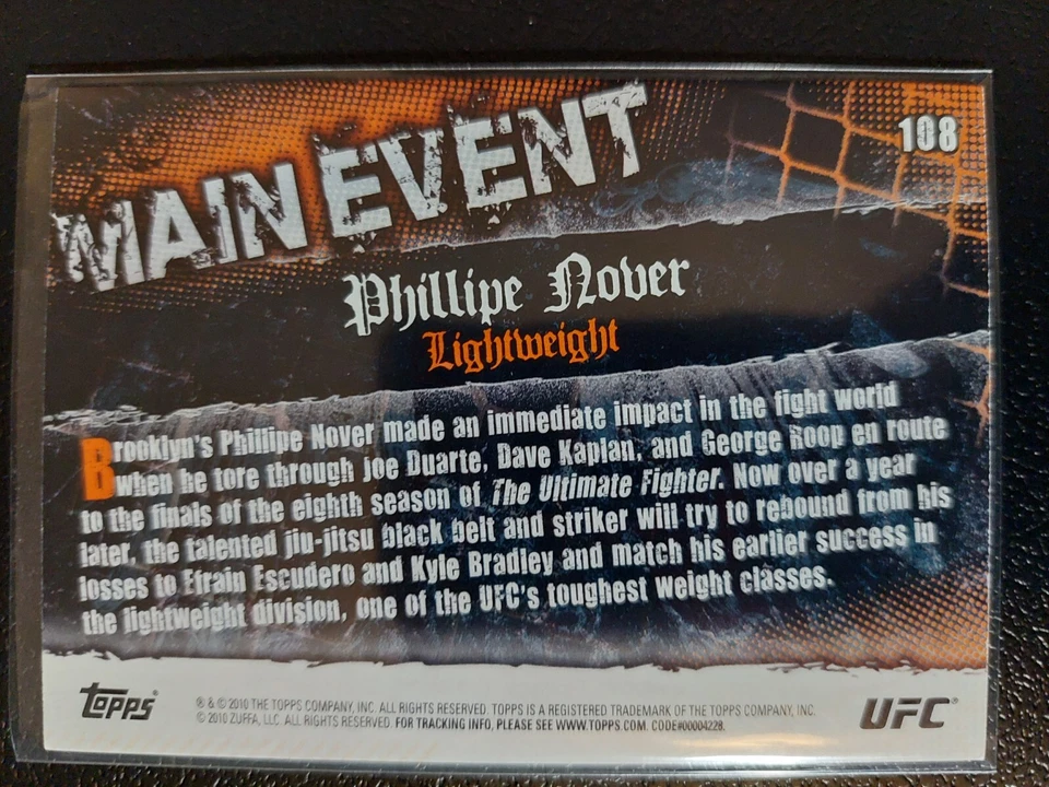 Phillipe Nover #108 2010 UFC Main Event Thick Gold Parallel - Image 2 of 2