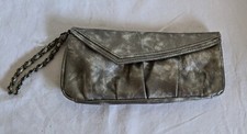 Silver Avon Clutch Bag Handbag Purse Leather Look Marble Effect Wrist Strap