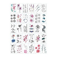 30 Sheets Cherry Flowers Temporary Tattoos Stickers Roses butterflies tattoos