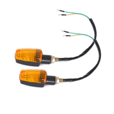 Pair 6 Volt Motorcycle Turn Signals Light Blinker Indicator Black W/ Amber Lens