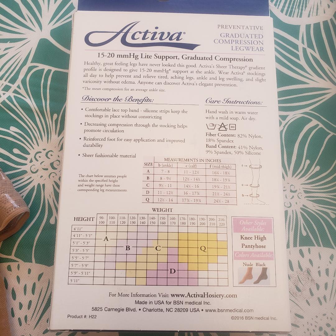Activa Sheer Therapy Lace TB OT 15-20 Compression THIGH High Stockings ...