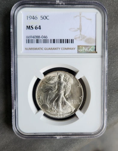 1946 p walking liberty half dollar NGC MS 64