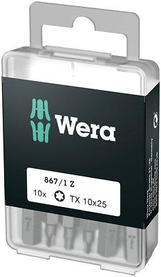 Wera 05072406001 DIY T10 x 25mm Torx Insert Bit, 10 Piece