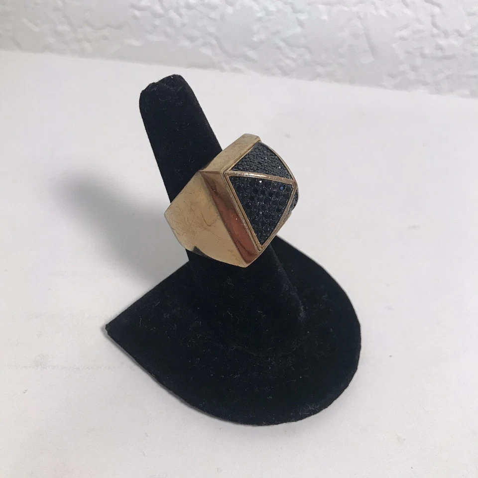 Anillo piramidal Michael Kors tono dorado cristal negro talla 7 grueso difícil de encontrar aturdidor Foto 3 de 4