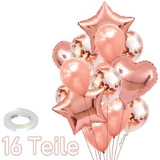 Ballon Set Rosegold 16 Teile Konfetti Ballons Luftballon Geburtstag Hochzeit JGA