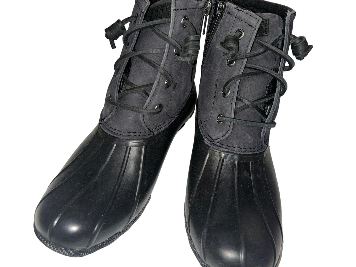Leather Boots Sperry Saltwater Rain Boot Black Sperry Women's