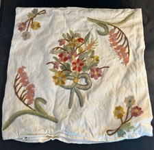 Embroidered Floral Decorative Square Throw Pillow Cover 16"