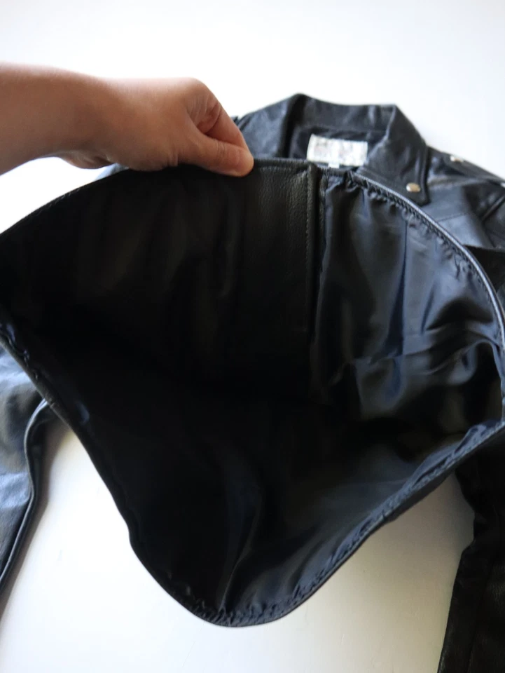 Vintage Pelle Studio Biker Leather Motorcycle Jacket Black Size XS Belted - Image 4 of 4