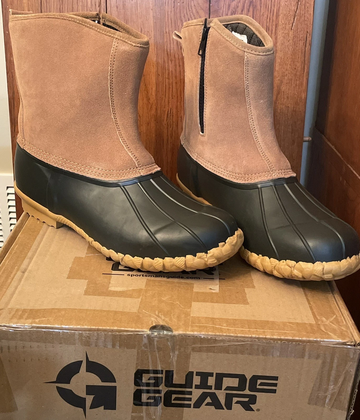 New Guide Gear Men 10 Zip Insulated Leather Rain Duck Boots Waterproof 400 Gram