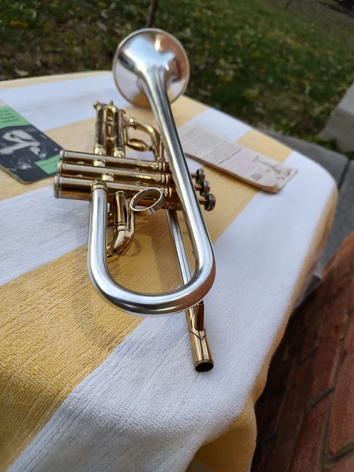 King 1963 Silver Soni Doble Diámetro SS Campana/Tubo de Plomo Trompeta Ser# 389232 Recién Servicio Foto 3 de 4