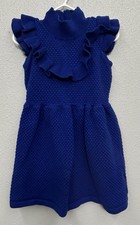 Janie and Jack Ponte Knit Dress Royal Blue Ruffle Toddler Girl Size 3 Sleeveless