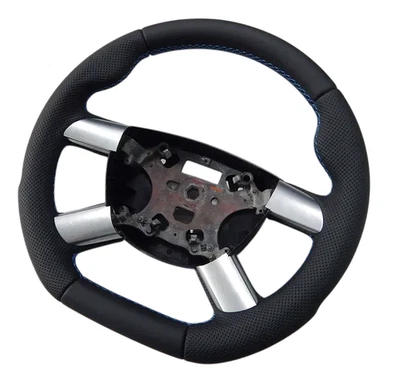 NEU LEDERLENKRAD FORD FOCUS II MK2 2 05-10 C-MAX Kuga MK1 UNTEN FLACH - Bild 1 von 4