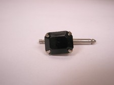 SINGLES 1 3/8" Black Rhinestone Rectangle Vintage Formal Tuxedo Shirt Stud b154