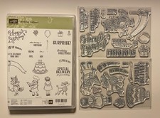 Stampin' Up "Birthday Delivery" New 23 pc. clear stamp set, matching dies, DSP