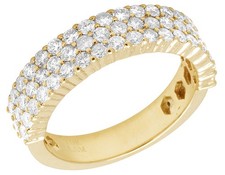 Men's Diamond Three Row Band in 10K Yellow Gold 1.95Ct 6mm