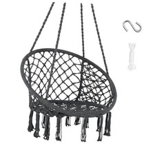 Hammock Chair Hanging Macrame Swing with Hardware Kits, Max Gray -Pack of 1
