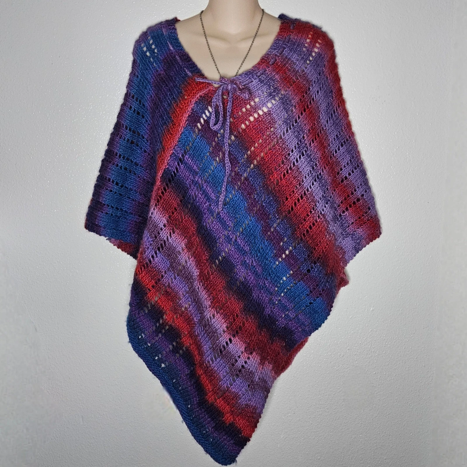 Handmade Crochet Poncho Wrap Multicolored Boho Festival
Opens in a new window or tab