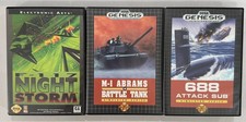 SEGA Genesis Game Lot - 688 Attack Sub, F-1117 Night Storm, M-1 - Working, Cases