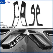 6x Real Carbon Fiber Window Lift Switch Panel Cover For Hyundai Elantra 2011-16
